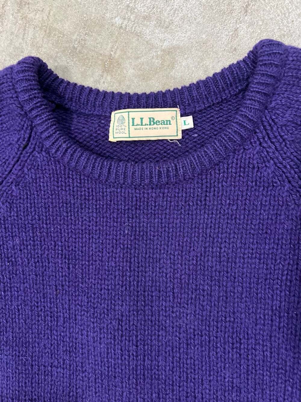 Vintage 80s L.L. Bean 100% Pure Wool Purple Crewneck Sweater Men’s Large